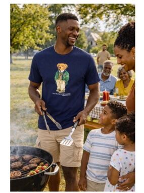 Polo Ralph Lauren Men’s Navy Blue Classic Fit Polo Bear Jersey T-Shirt Sz XL